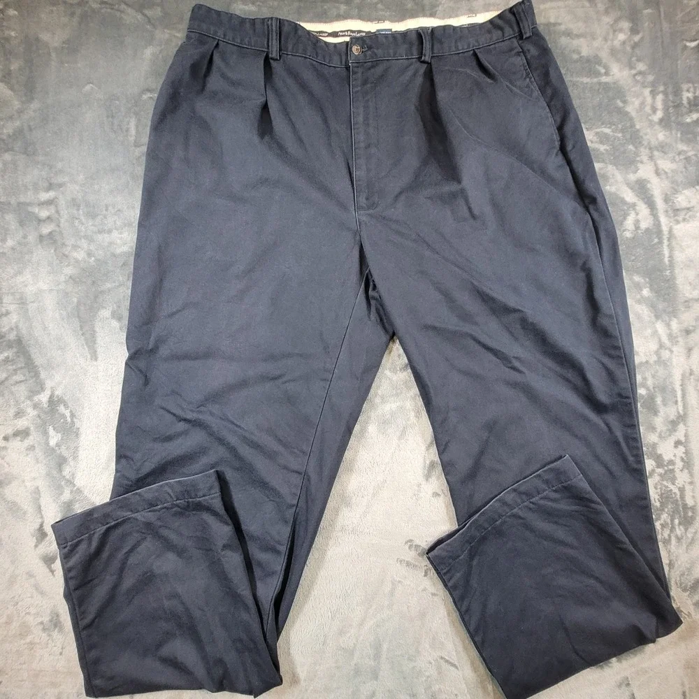 Polo Ralph Lauren Andrew Pant Mens 42x34 Navy Blue Pleated Cotton Chino Trousers